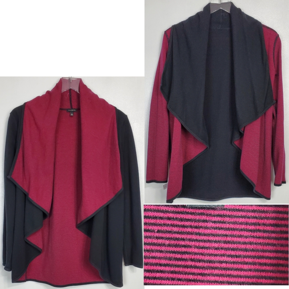 Talbots Size Xs Two Sides Solid Stripe Open Front… - image 1